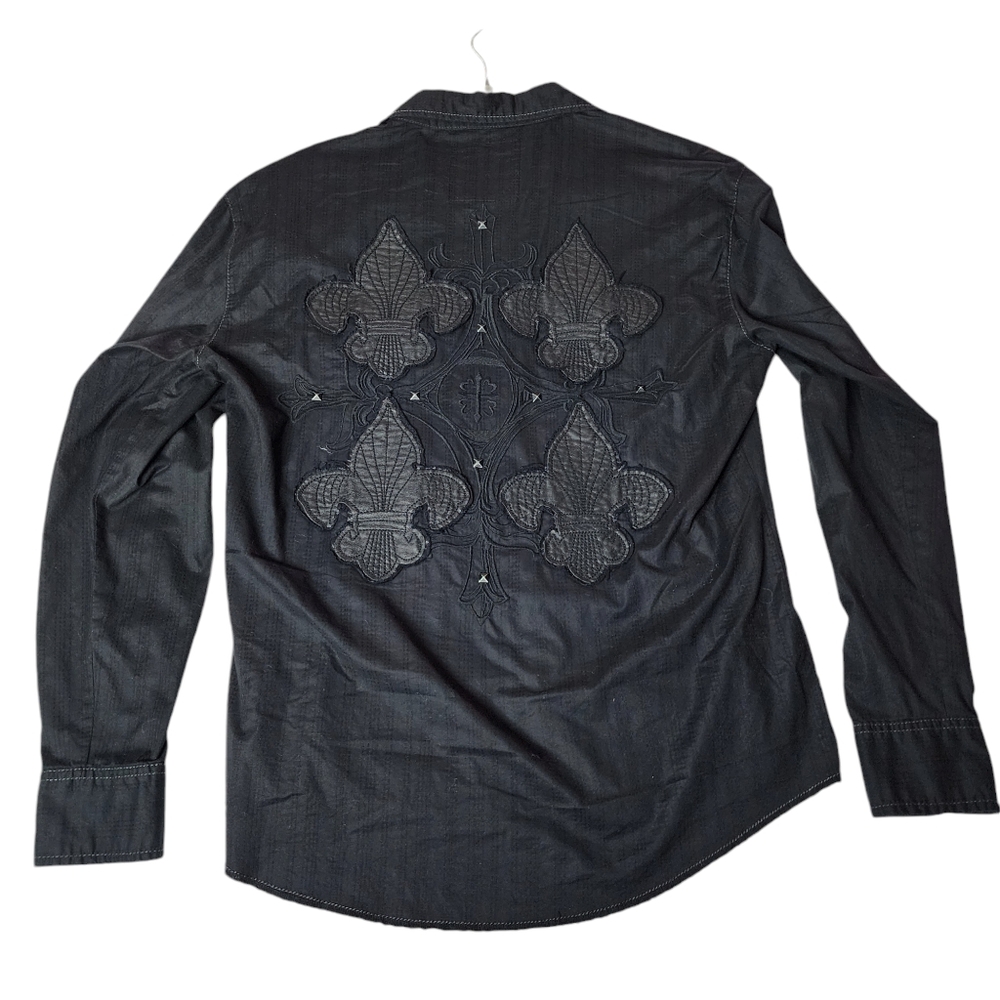 Buckle Black Label Mens Metal Button Up Shirt LS - Size Large